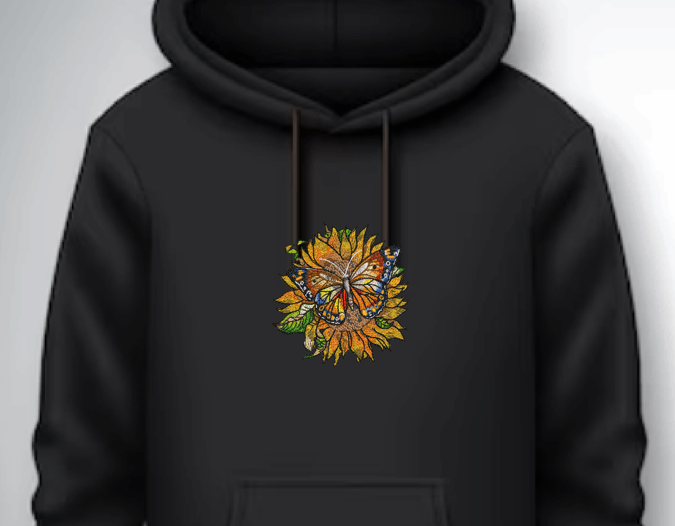 Sunflower & Butterfly Embroidered Hoodie
