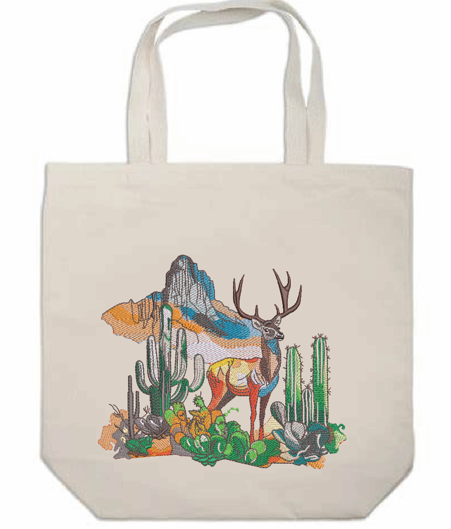 Reindeer, Cactus, Mountains Tote