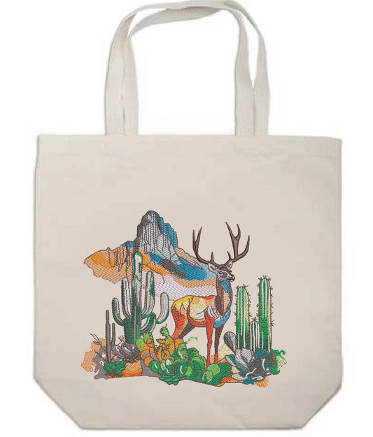 Reindeer, Cactus, Mountains Tote
