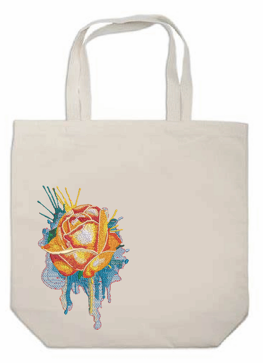 Rose Paint Embroidered Tote