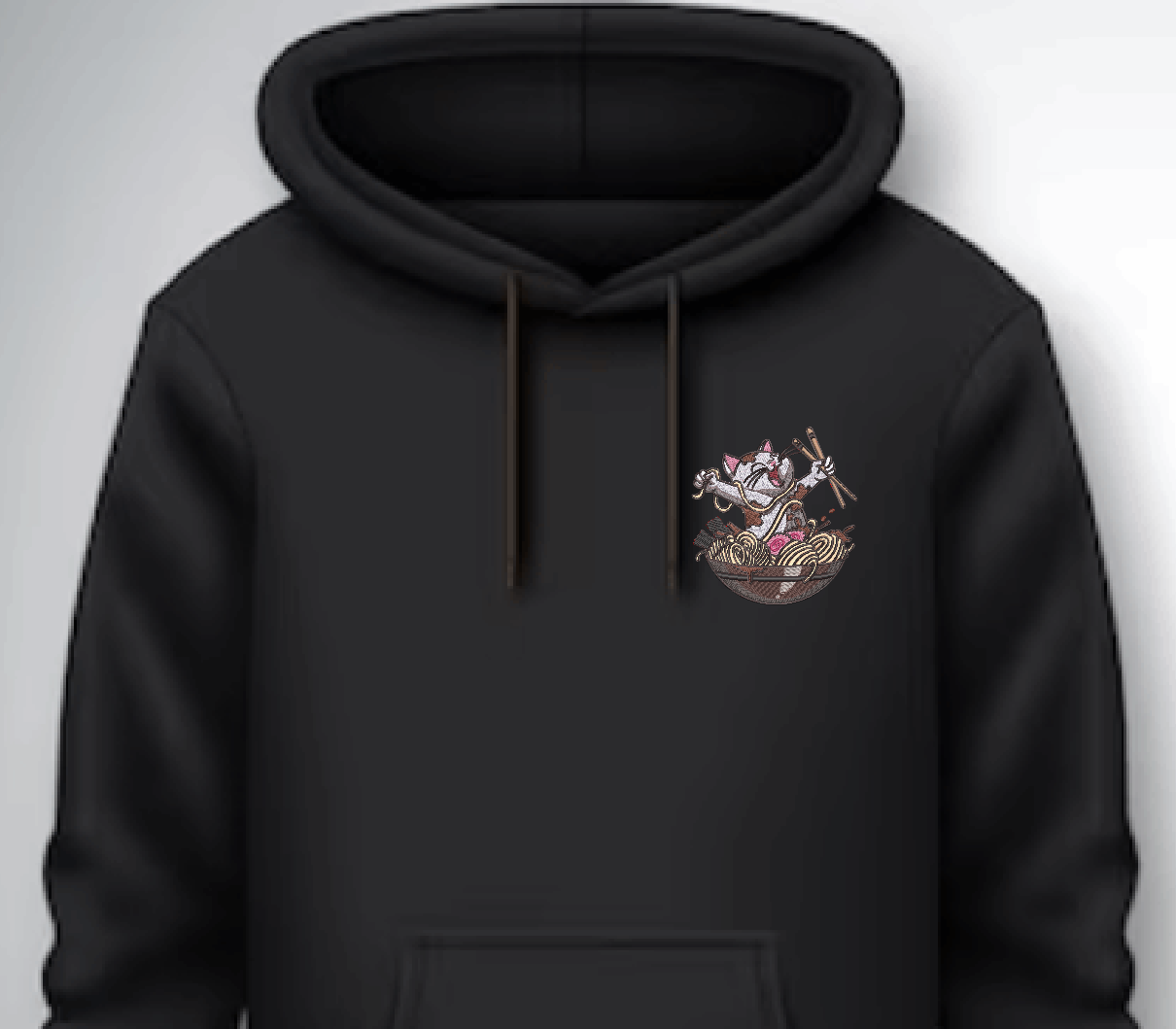 Embroidered Kitten & Ramen Hoodie