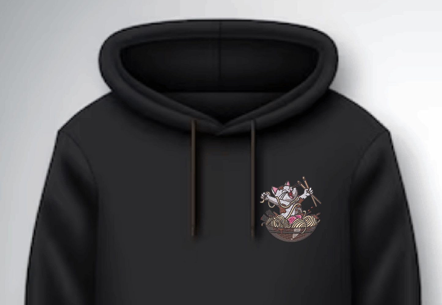Embroidered Kitten & Ramen Hoodie