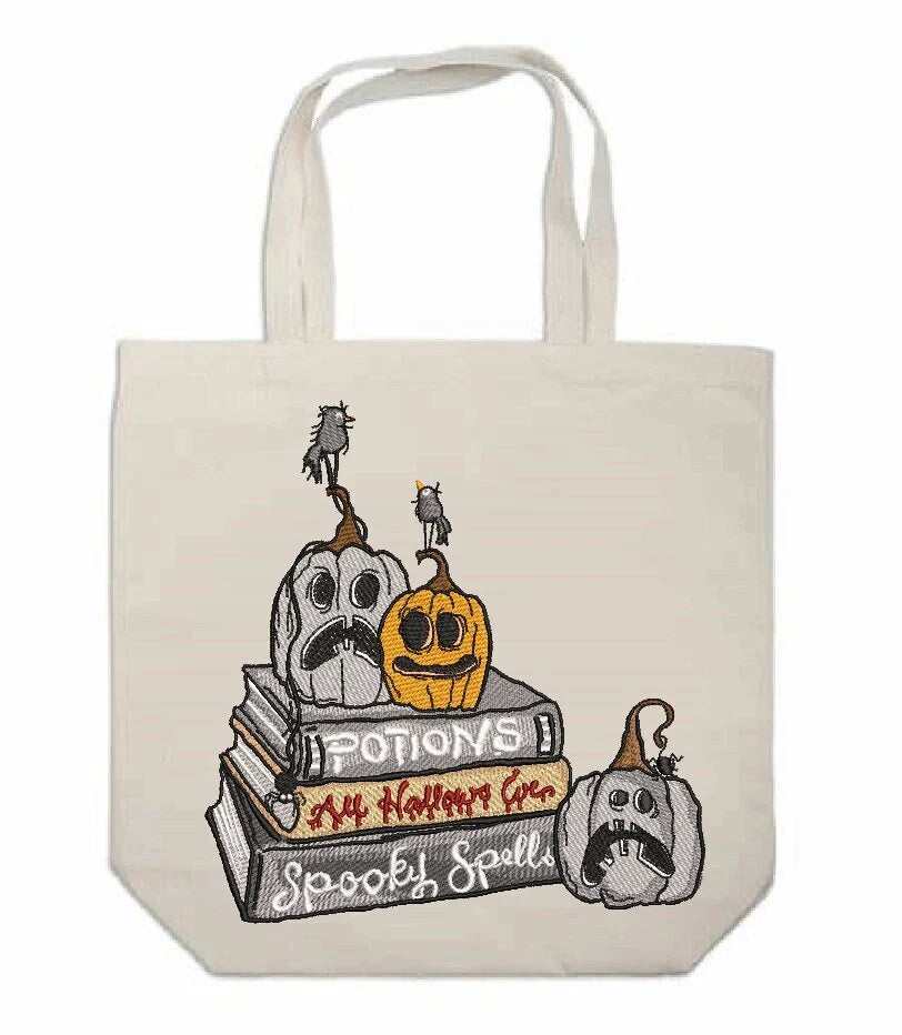 Halloween Themed Embroidered Tote Bag