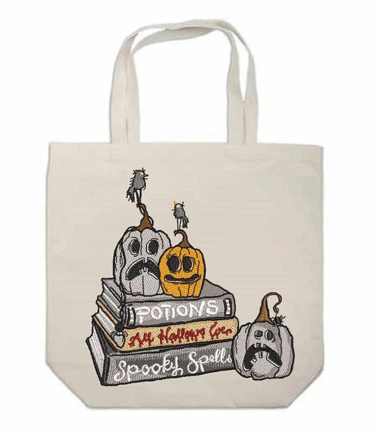 Halloween Themed Embroidered Tote Bag
