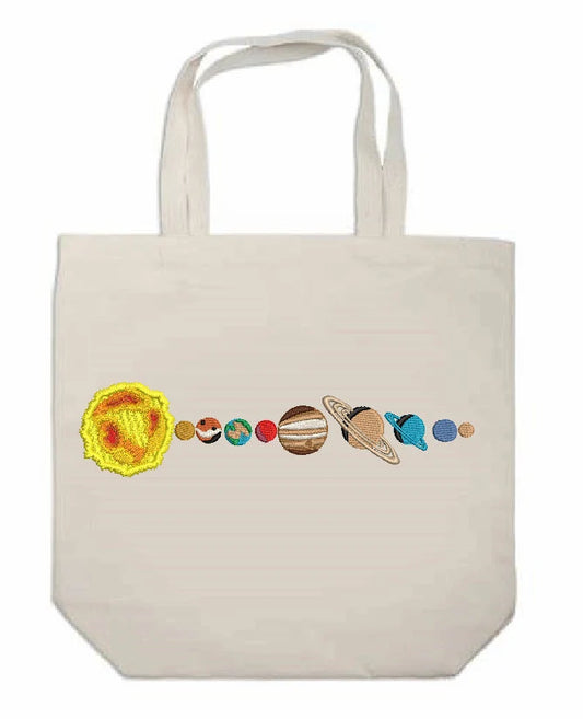 Solar System Embroidered Tote Bag